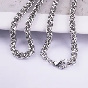 Stainless steel men chain necklace titanium steel hip hop wheat keel chain detail view