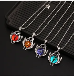 Gothic evil eye pendant necklace stainless steel punk style jewelry for men and women