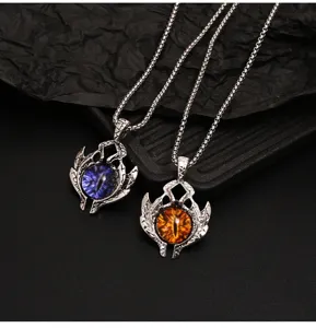 Gothic evil eye pendant necklace set, vintage demon eye jewelry for men and women stylish.