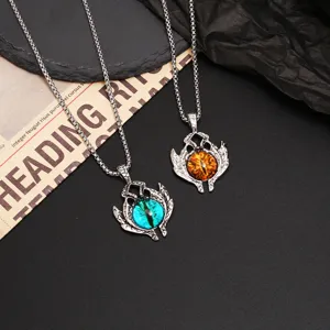 Men gothic devil eye pendant necklace titanium steel hip hop sweater chain fashion accessory