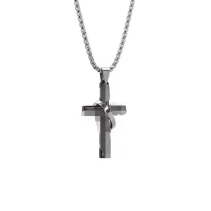 Collier pendentif croix anneau en acier inoxydable punk hip hop mode bijoux pour femme