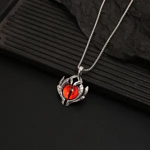 Vintage gothic devil evil eye necklace pendant for men women punk rock style metal jewelry main