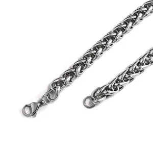 Stainless Steel Keel Chain Necklace For Men Hip Hop Braided Chain Link Bracelet Personalized Polished Basket Choker Jewelry Gift