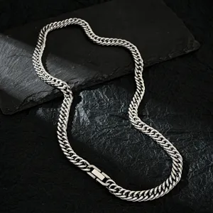 Men's titanium steel Cuban link necklace, hip-hop style fashion clavicle chain jewelry.