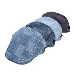 Retro denim ivy cap flat newsboy hat casual breathable summer beret hat for men and women