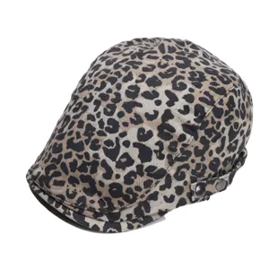 Damen Leopardenmuster Schiebermütze Frühling Sommer stilvolle Vintage Baskenmütze Detail