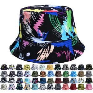 Unisex Bucket Hat Summer Sun Protection Casual Street Style Printed Cotton Blend Fisherman Hat For Men Women