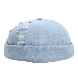 Lente zomer denim docker cap voor heren distressed strakke miki muts streetwear