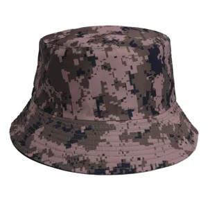 Digital camo bucket hat for men and women, casual summer sun protection fisherman hat.
