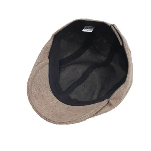 Classic British vintage newsboy hat solid color casual flat cap breathable cotton interior details