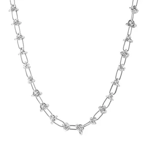 Silver tone titanium steel thorn knot chain necklace hip hop punk style fashion jewelry