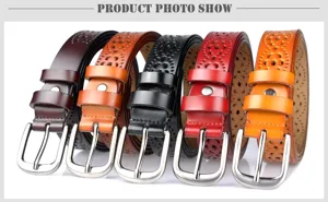 Women leather belt casual hollow pin buckle belt fashion stylish decorative trousers belt.