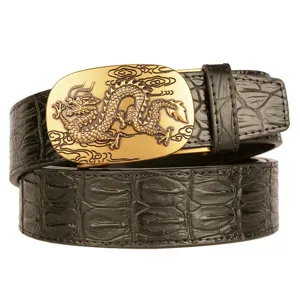 Cintura da uomo in pelle motivo coccodrillo fibbia drago dorato automatica affari casual