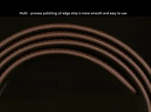 Detailed view of the premium leather belt edge featuring smooth multi-process oil finishing work.