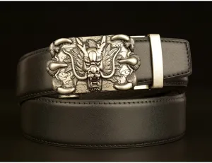 Men casual leather belt with vintage dragon claw automatic buckle high quality strap