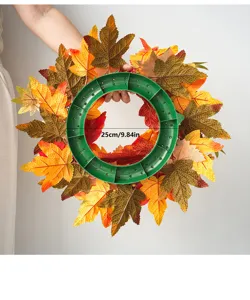 Autumn maple leaf wreath door hanging decoration for Thanksgiving Halloween harvest garden party.
