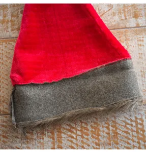 Plush Santa Claus Hat Adult Christmas Holiday Party Costume Accessory Red with Brown Brim