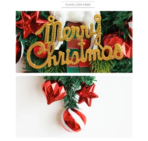 Christmas upside down tree decoration pendant with deer and red balls festive props for home