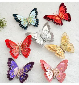 Pinces à papillon en résille pailletée colorée pour décoration de sapin et fêtes de Noël