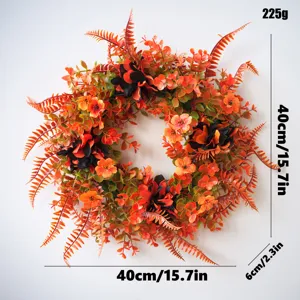 Kunstmatige herfstkrans oranje en zwart bladerdak esdoornblad hangende decoratie voor thuis
