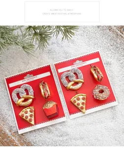 Kerst miniatuur ornament set met kaart verpakking voedsel vorm hanger boom decoratie