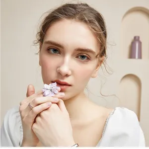 Rose gold titanium steel ring with micro-inlaid zircon, fashion simple style for women.