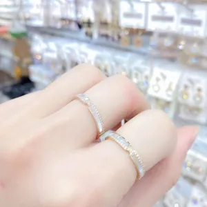 Rose gold titanium steel ring with shell inlay and cubic zirconia for women fashion daily wear