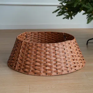 Plastic rattan Christmas tree collar woven base minimalist tree skirt holiday decor item
