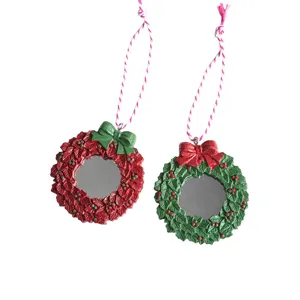 Kerstdecoratie hars krans spiegel hanger hangende ornamenten voor vakantieboom en huisdecor.