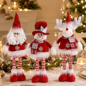 Set di peluche telescopici di Natale con Babbo Natale, pupazzo di neve e renna.