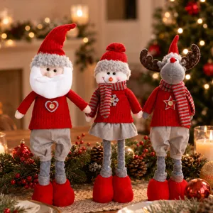 Ensemble de poupées de Noël en peluche renne bonhomme de neige père Noël déco