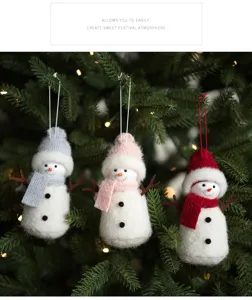 Weihnachten Filz Schneemann Hängeornamente Plüsch Baum Anhänger Weihnachtsdeko 3Stk