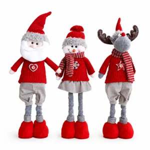 Ensemble poupée peluche télescopique Noël Père Noël bonhomme de neige renne déco