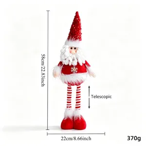 Simpatico Babbo Natale in peluche bambola telescopica decorazione tavola festiva rosso 58cm