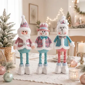 Set di bambole telescopiche di peluche di Natale Babbo Natale pupazzo di neve renna
