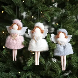 Weihnachten Engel Plüsch Hängefiguren, süße Strickkleid Baum Anhänger, festliche Deko Geschenke.