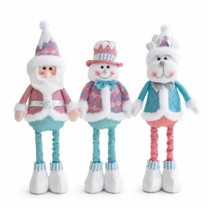 Set di bambole di peluche natalizie telescopiche Babbo Natale pupazzo di neve e renna.