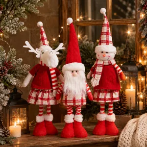 Poupée peluche Noël tricotée télescopique père noël bonhomme de neige décoration fête