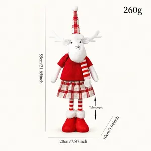Noël poupée en peluche cerf télescopique tissu tricoté rouge blanc carreaux décoration fête