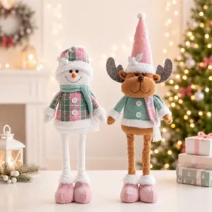 Natale telescopico pupazzo di neve renna peluche bambola decorazione, set da tavolo festivo.