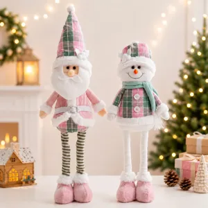 Bambola di peluche con gambe lunghe di Natale Babbo Natale pupazzo di neve decorazione regalo
