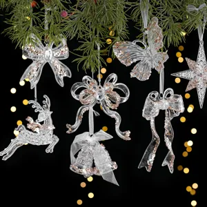 Arbre de Noël transparents ornements suspendus en cristal sequins pour fête vue principale
