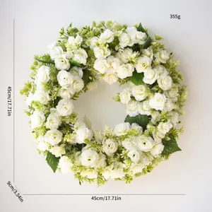 Printemps été couronne de fleurs de roses artificielles décoration de mariage 45cm