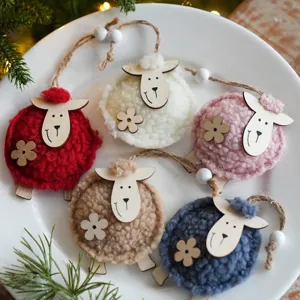 Natale feltro peora ornamenti appendere carino lana vello palla ciondolo per albero decoro