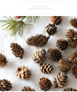 Natural pine cones for Christmas tree decoration, ideal for holiday DIY crafts and decor.