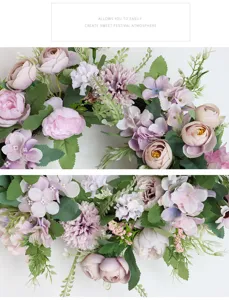 Artificial peony wreath hydrangea hanging decoration for home party wedding decor detail view