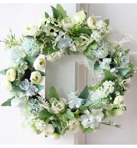 Artificial flower wreath for home wall decor wedding party festival hanging ornament