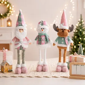 Set di bambole di peluche di natale babbo natale pupazzo di neve renna telescopico