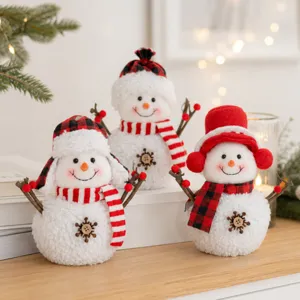 Weihnachten pluesch schneemann figuren set festliche heim desktop dekoration puppe ornamente
