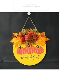 Panneau suspendu Thanksgiving automne citrouille decor porte d'entree pendentif bois